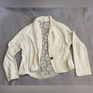Maurices Cream Blazer with Lace Accent